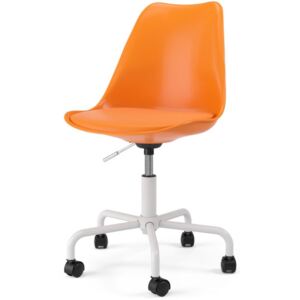 Krzesło Gina Mimi pomarańczowe nogi białe na kółkach