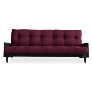 Sofa rozkładana z ciemnoczerwonym obiciem Karup Indie Black