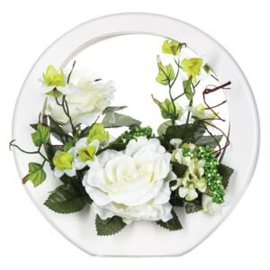 Kompozycja kwiatowa, biały bukiet, 28 cm