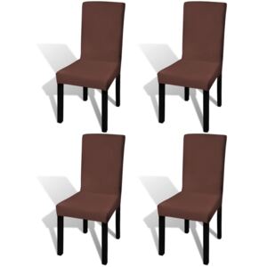 Elastyczne pokrowce na krzesła w prostym stylu brąz 4 szt