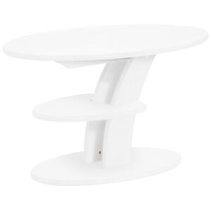 Sosnowy stolik o niezwykłym kształcie, biały
