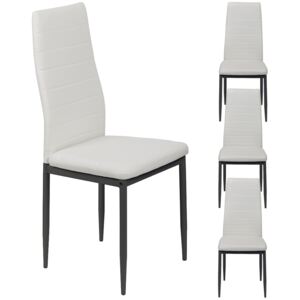 4 krzesła tapicerowane k1 białe pasy nogi czarne
