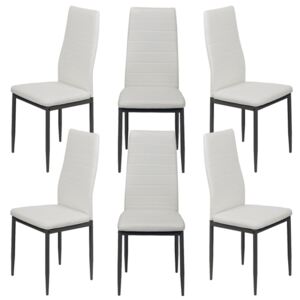 6 krzeseł tapicerowanych k1 białe pasy nogi czarne