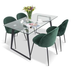 Stół ze szklanym blatem 140 i 4 tapicerowane krzesła Lisa B 4 Meblobranie