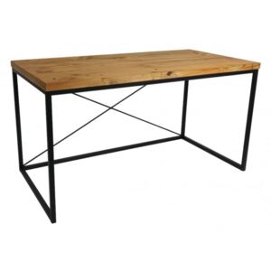Duże, industrialne biurko BORG DESK 140/70 cm z blatem z naturalnego drewna