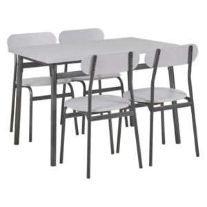 Zestaw do jadalni stół i 4 krzesła szary z czarnym VELDEN