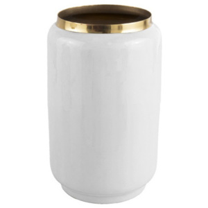 Biały wazon z detalem w złotej barwie PT LIVING Flare, wys. 22 cm