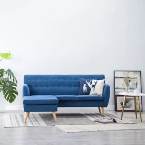 Sofa z leżanką, obita tkaniną, 171,5 x 138 x 81,5 cm, niebieska