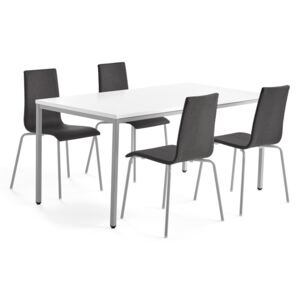 Zestaw konferencyjny MODULUS + MELVILLE, 1 stół + 4 krzesła ciemno szare