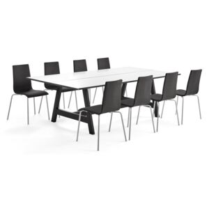 Zestaw konferencyjny NOMAD + MELVILLE, stół + 8 krzeseł ciemnoszarych