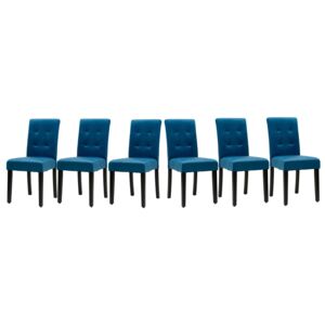 Krzesło Tapicerowane Drewniane Dx17-1 Welur Niebieski - 6 Sztuk
