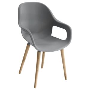 Krzesło do jadalni lub salonu ESTIVA z drewnianymi nogami, kolor szary