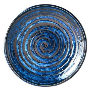 Niebieski talerz ceramiczny MIJ Copper Swirl, ø 20 cm