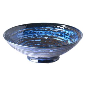 Niebieska ceramiczna miska do serwowania MIJ Copper Swirl, ø 25 cm
