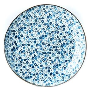 Niebiesko-biały talerz ceramiczny MIJ Daisy, ø 23 cm