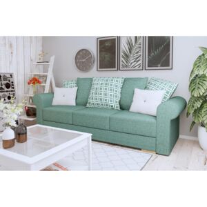Wygodna kanapa sofa z funkcją spania Sofia pleciona tkanina mięta angielski styl