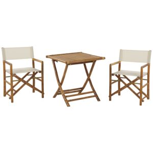 Zestaw mebli balkonowych naturalny bambusowy 2 składane krzesła reżyserskie i stolik kawowy Beliani