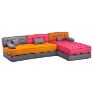 Sofa modułowa z tkaniny CHASE - Fuksja, pomarańczowy i szarobrązowy