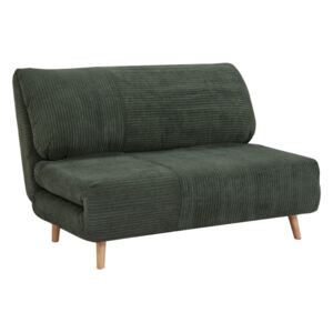 2-osobowa sofa rozkładana z prążkowanego weluru PALULA - ciemnozielona