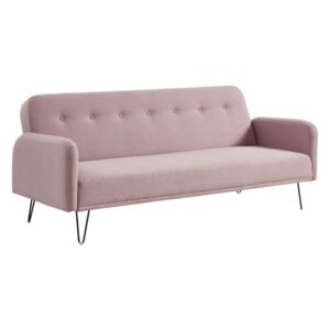 Rozkładana sofa 3-osobowa TESS typu clic-clac z tkaniny – kolor różowy