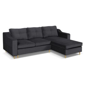 Narożna rozkładana sofa dwustronna SORENI z weluru – kolor szary antracytowy