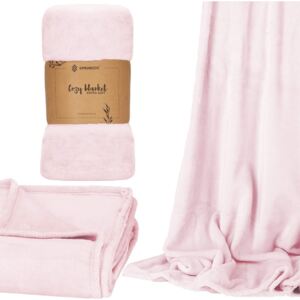Narzuta na łóżko różowy pled 70x160 cm, koc na kanapę