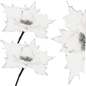 Gwiazda betlejemska 2 szt. biała z brokatem poinsecja sztuczny kwiat