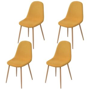 Krzesła stołowe, 4 szt., żółte, tkanina