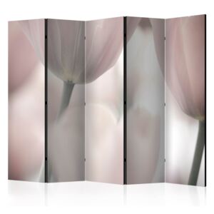 Parawan 5-częściowy - Tulips fine art - black and white II [Room Dividers]