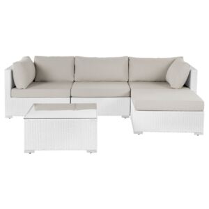 Meble ogrodowe białe - rattanowe - sofa rattanowa - SANO II