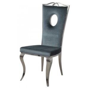 Krzesło glamour Luxury Dark Silver - nowoczesne krzesło tapicerowane