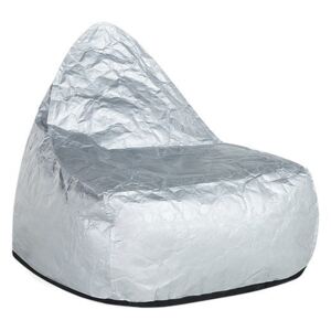 Fotel srebrny - pufa - siedzisko - worek do siedzenia - DROP