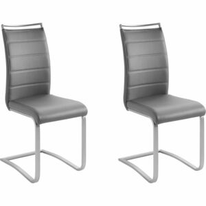 Nowoczesne krzesła na płozach, ekoskóra, szare - 2 sztuki