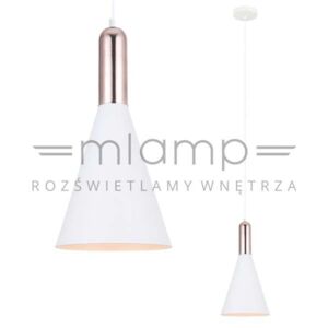 Industrialna LAMPA wisząca KHALEO MDM-3030/1 W+COP Italux metalowa OPRAWA zwis loft stożek miedź biały