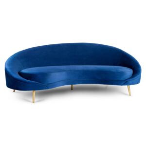 Półokagła sofa Kei aksamitna niebieska