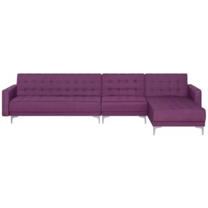 Sofa modułowa rozkładana tapicerowana fioletowa lewostronna ABERDEEN