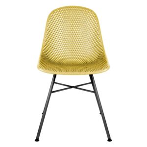 Żółte krzesło Leitmotiv Diamond Mesh
