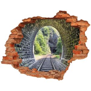 Fototapeta dziura na ścianę 3d Tunel kolejowy