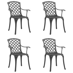 Krzesła ogrodowe 4 szt., odlewane aluminium, czarne