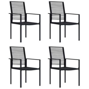 Krzesła ogrodowe, 4 szt., rattan PVC, czarne