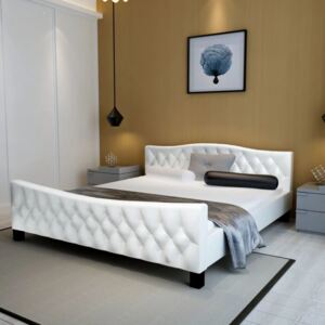 Rama łóżka ze sztucznej skóry, 140 x 200 cm, biała