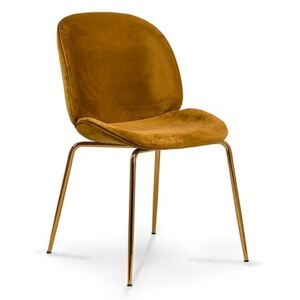 Krzesło Boliwia żółty siedzisko / złote nogi komplet