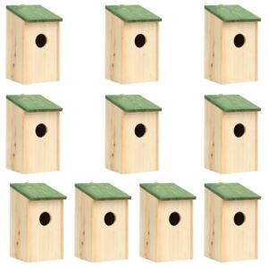 Domki dla ptaków, 10 szt., lite drewno jodłowe, 12x12x22 cm