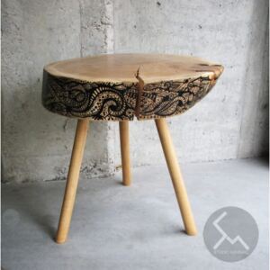 PACMAN AFROK stolik kawowy z plastra drewna polski design