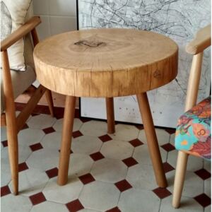 PACMAN XL NATURALNY stolik kawowy z plastra drewna polski design