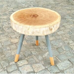 PACMAN XL SZARY stolik kawowy z plastra drewna polski design
