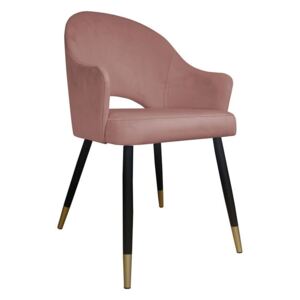 Różowe tapicerowane krzesło DIUNA materiał MG-58 koralowe ze złotymi nóżkami - Różowy