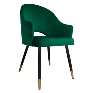 Ciemnozielone tapicerowane krzesło fotel DIUNA materiał MG-25 ze złotymi nóżkami - Zielony