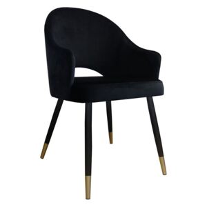 Czarne tapicerowane krzesło fotel DIUNA materiał MG-19 ze złotymi nóżkami - Czarny