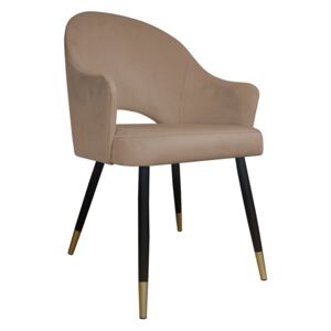 Jasnobrązowe tapicerowane krzesło DIUNA materiał MG-06 ze złotymi nóżkami - Brązowy